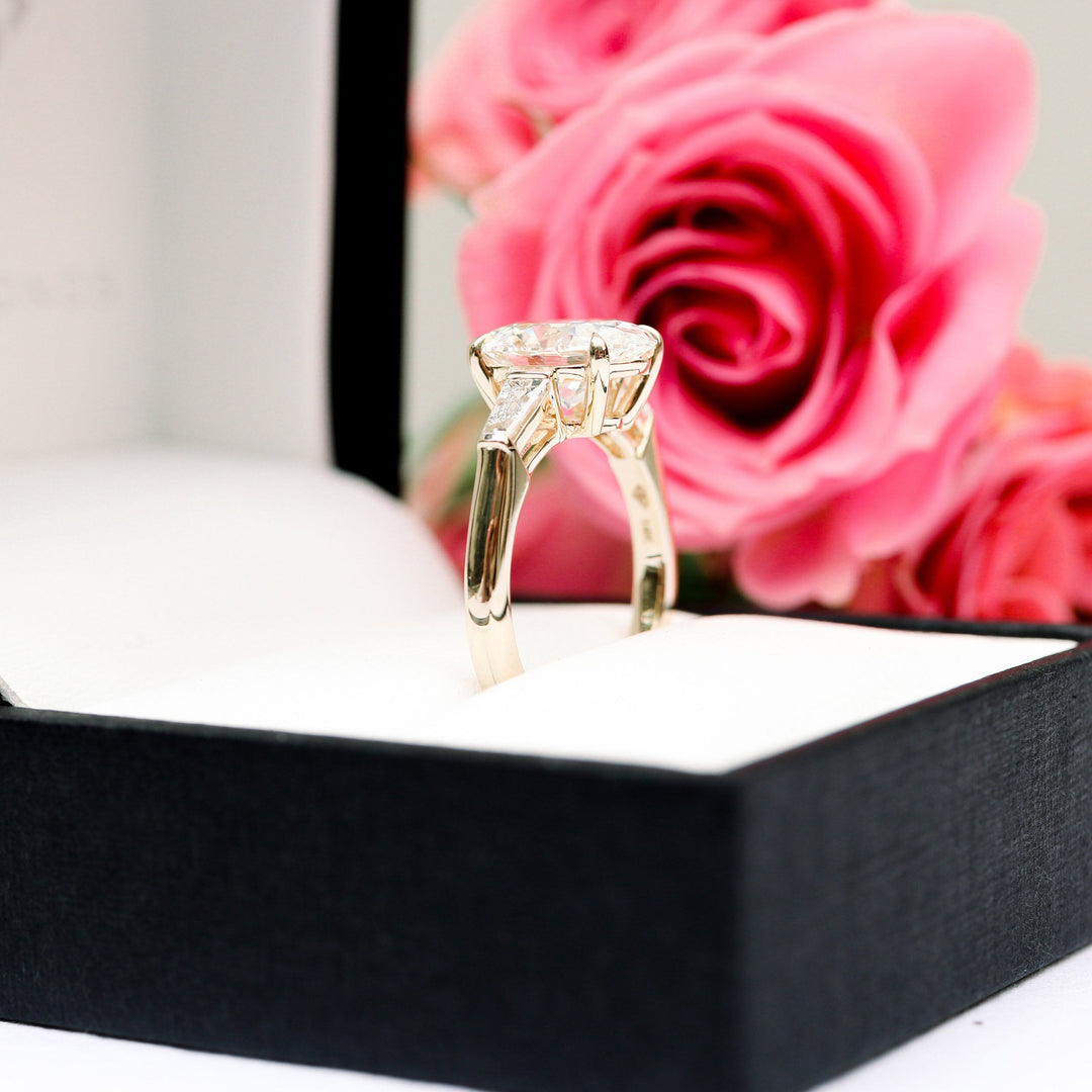 2.25CT Oval Cut Moissanite Baguette Diamond Engagement Ring