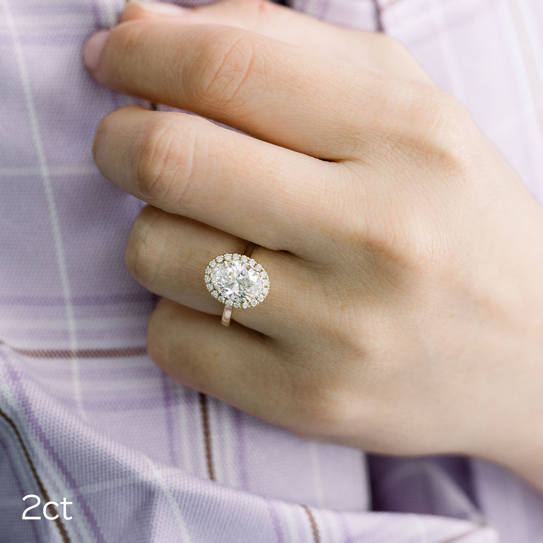 2.0CT Oval Cut Moissanite Halo Diamond Engagement Ring