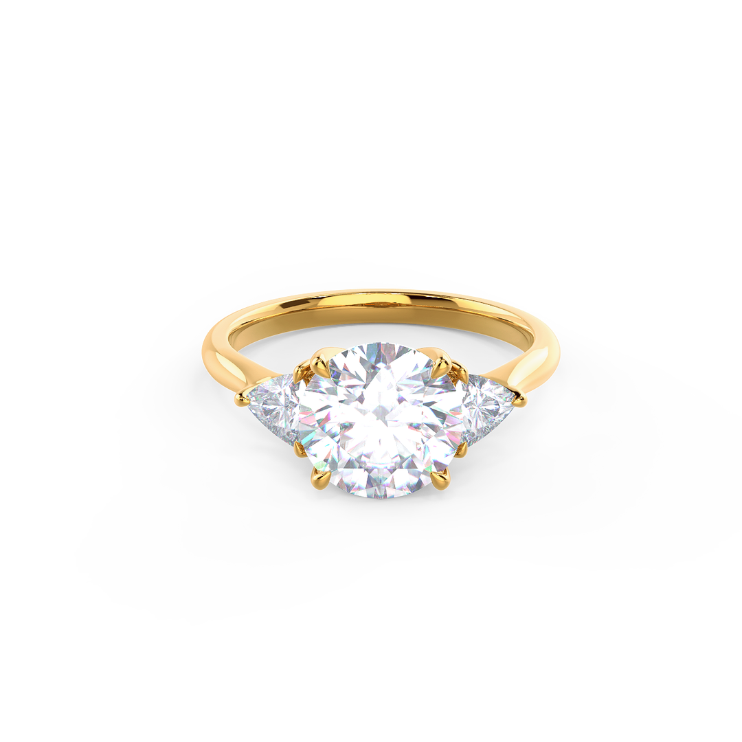 2.0CT Round Brilliant Cut Moissanite Trillion Diamond Engagement Ring