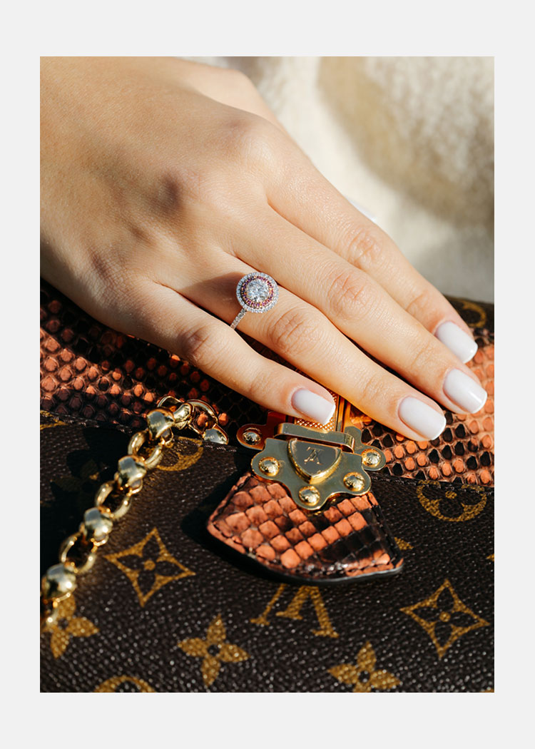 1.0ct Round Brilliant Cut Double Halo 14K White Gold Engagement Ring